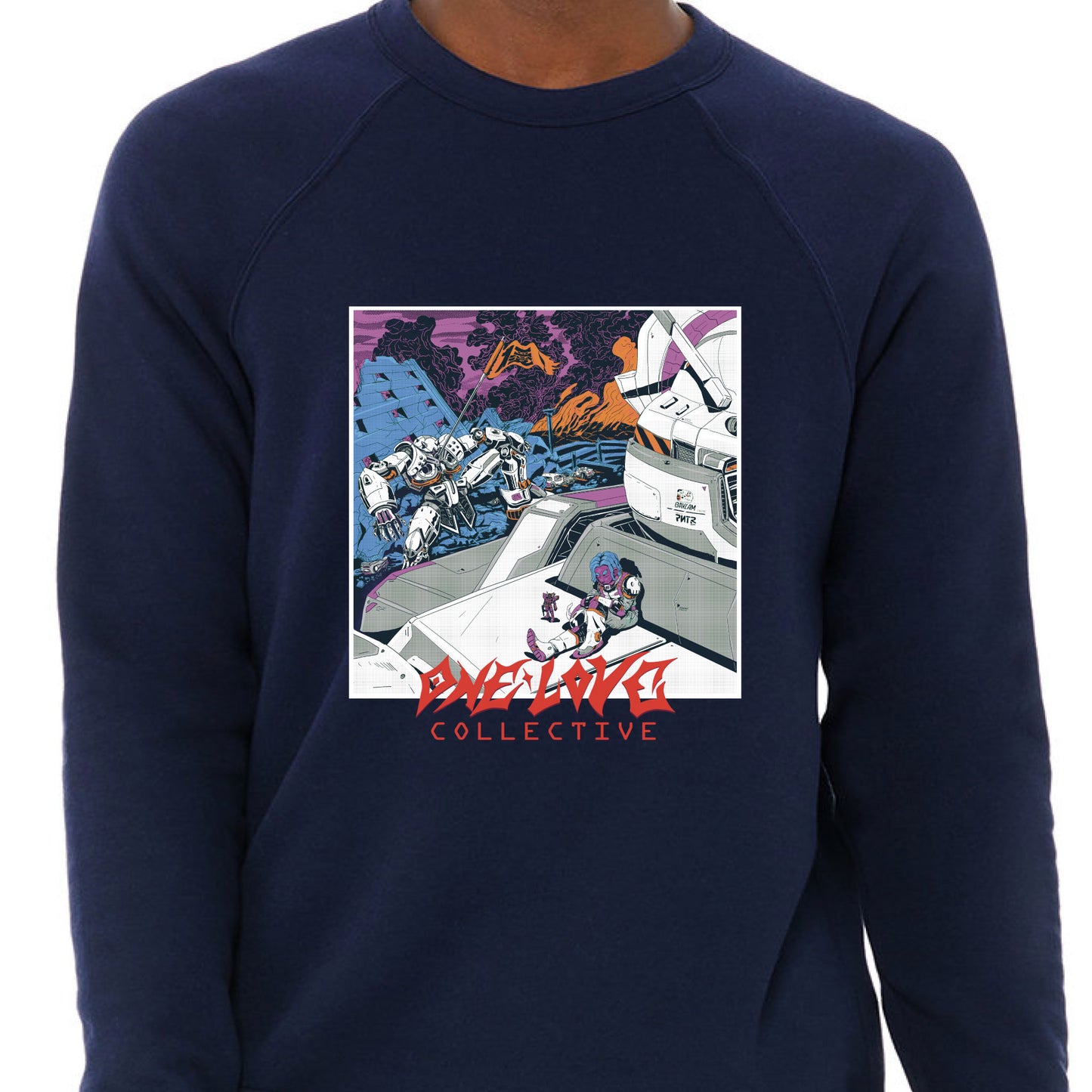 One Love Collective Blue Pullover Gundamn Kid Design Artwork